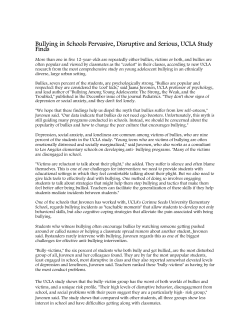 Bullying in Schools Pervasive, Disruptive and Serious, UCLA Study