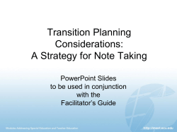A Strategy for Note Taking - Modules Addressing Special Education