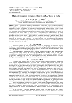 Thematic issues on Status and Position of Artisans in India