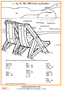 classroomsecrets.com x &divide; by 10, 100, 1000 Colour by Numbers