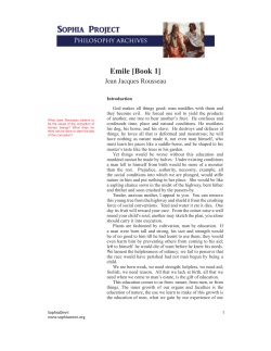 Emile [Book 1] - Sophia Project