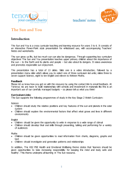 The Sun and You is a cross curricular teaching and learning