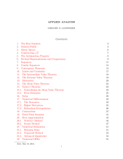 APPLIED ANALYSIS Contents 1. The Real Numbers 2 2. Ordered