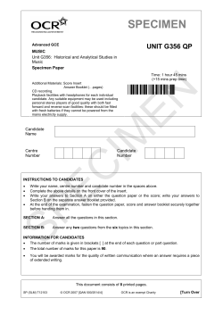 Historical and analytical studies in music - Specimen