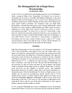 The Distinguished Life of Hugh Henry Brackenridge