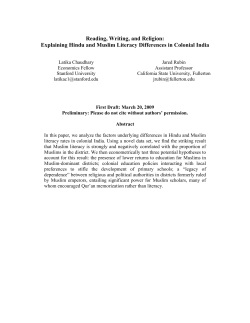 Reading, Writing, and Religion: Explaining Hindu and Muslim