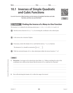10.1 Inverses of Simple Quadratic and Cubic Functions