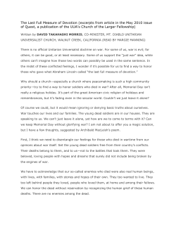 The Last Full Measure of Devotion (excerpts from article in the May