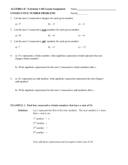 CONSECUTIVE NUMBER PROBLEMS Period