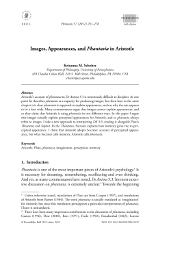 Images, Appearances, and Phantasia in Aristotle