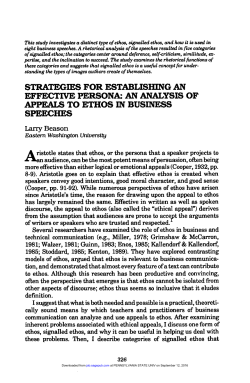 STRATEGIES FOR ESTABLISHING AN APPEALS TO ETHOS IN
