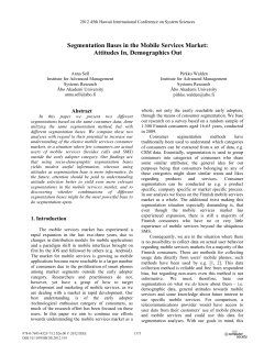 Segmentation Bases in the Mobile Services Market: Attitudes In