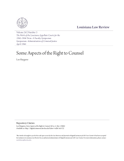 Some Aspects of the Right to Counsel