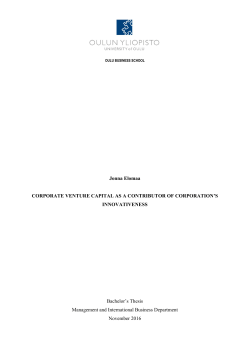 Jonna Elomaa CORPORATE VENTURE CAPITAL AS A