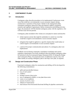 5 CONTINGENCY PLANS 5.1 Introduction Contingency plans