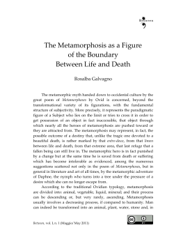 The Metamorphosis as a Figure of the Boundary Between Life and