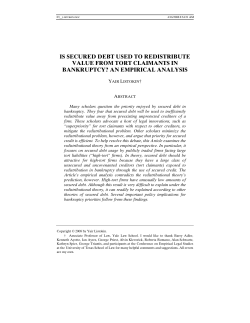 Is Secured Debt Used to Redistribute Value from Tort Claimants in