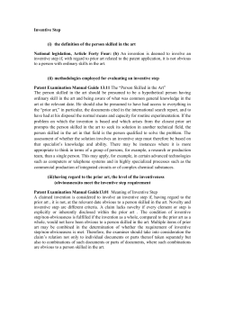 Inventive Step (i) the definition of the person skilled in the art