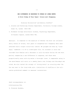 SEX DIFFERENCE IN RESPONSE TO STRESS BY LUNAR MONTH