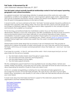 Fair Trade: A Movement for All Joint statement released February