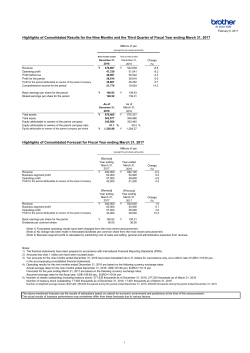 Highlights of Consolidated Results for the Nine Months and the