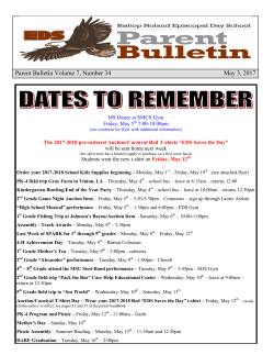 Parent Bulletin Volume 7, Number 34 May 3, 2017