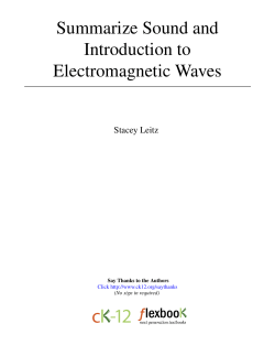 1 Summarize Sound and Introduction to Electromagnetic Waves