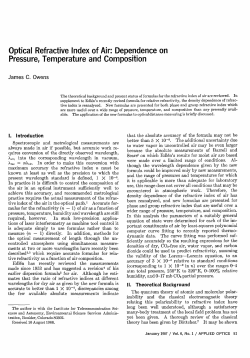 Optical Refractive Index of Air: Dependence on Pressure