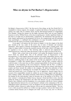 Rudolf Weiss: Mise en abyme in Pat Barker`s Regeneration