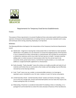 Requirements For Temporary Food Service Establishments