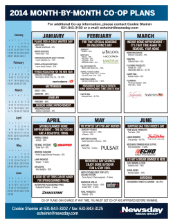 Co-op 2014 Monthly Calendar