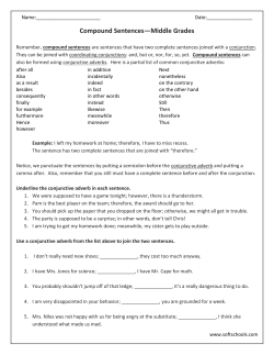 Compound Sentences&mdash;Middle Grades