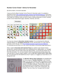 Numbe er Corner r Grade 1 Advice f for Novem mber