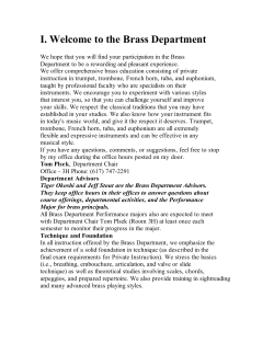 I. Welcome to the Brass Department