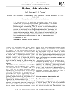 Physiology of the endothelium - BJA: British Journal of Anaesthesia