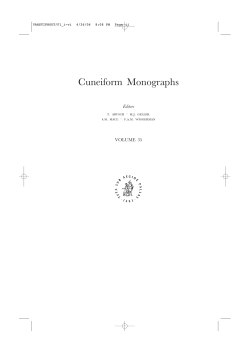 Cuneiform Monographs - Department of Near Eastern Studies