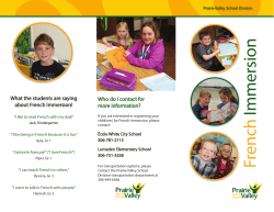 French Immersion - Prairie Valley School Division