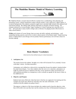 The Madeline Hunter Model of Mastery Learning