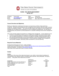 Brand Management Syllabus - Professor Tammy Katz