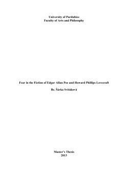 University of Pardubice Faculty of Arts and Philosophy Fear in the
