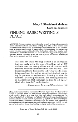 FINDING BASIC WRITING`S PLACE