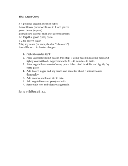 Thai Green Curry 3-4 potatoes diced in 0.5 inch cubes 1 cauliflower