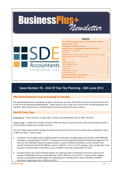 Issue Number 78 &ndash; End Of Year Tax Planning