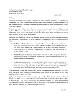 Ms. Robin Hayes, Mount Dora City Manger 510 North Baker Street