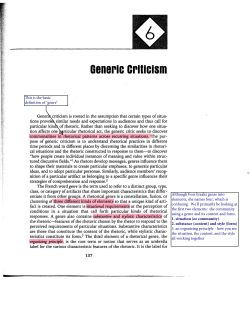 Generic Criticism - Kathryn Pieplow`s Class Information