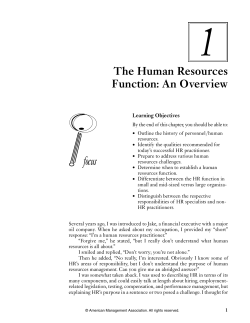The Human Resources Function: An Overview