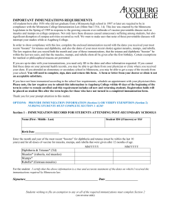 Immunization Form - Augsburg College