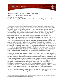 MY FATHER WAS A WANDERING ARAMEAN March 16, 2014