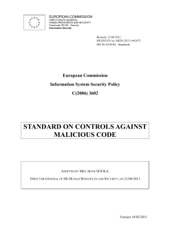 STANDARD ON CONTROLS AGAINST MALICIOUS CODE