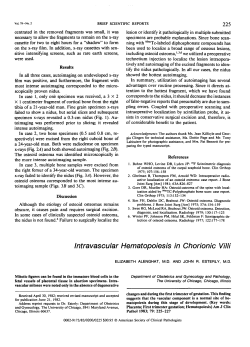 Intravascular Hematopoiesis in Chorionic Villi